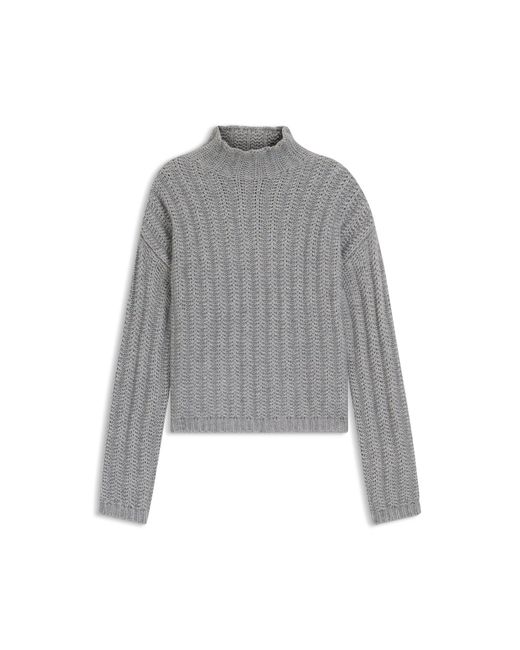 HUGO Gray Knitted Sweater With Ribbed Structure