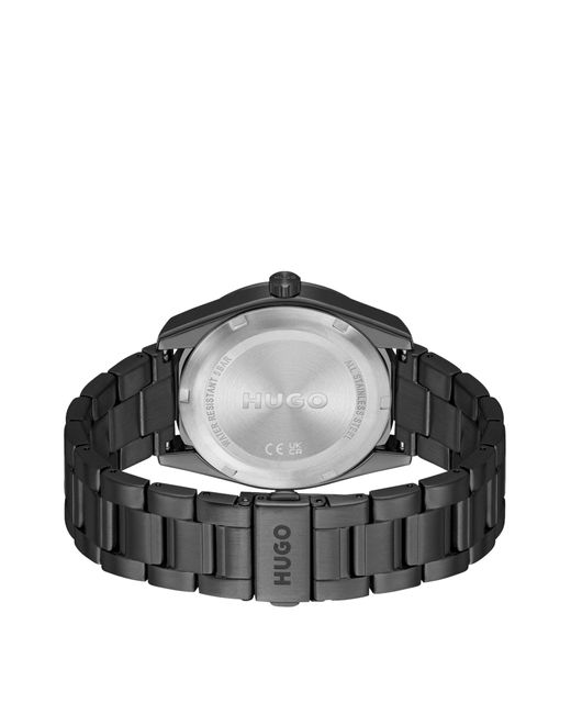 HUGO Link-bracelet Watch With Brushed Black Dial for men