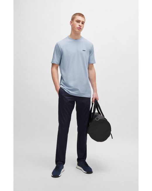 Boss Regular-Fit T-Shirt aus Stretch-Baumwolle mit Kontrast-Logo in Blue für Herren