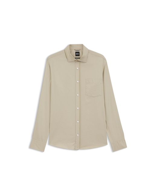Boss Natural Casual-Fit Cotton Shirt With Spread Collar for men