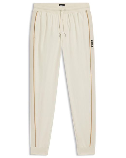 Boss Trainingsbroek Van Katoenen Sweatstof Met Bies En Logo in het White voor heren