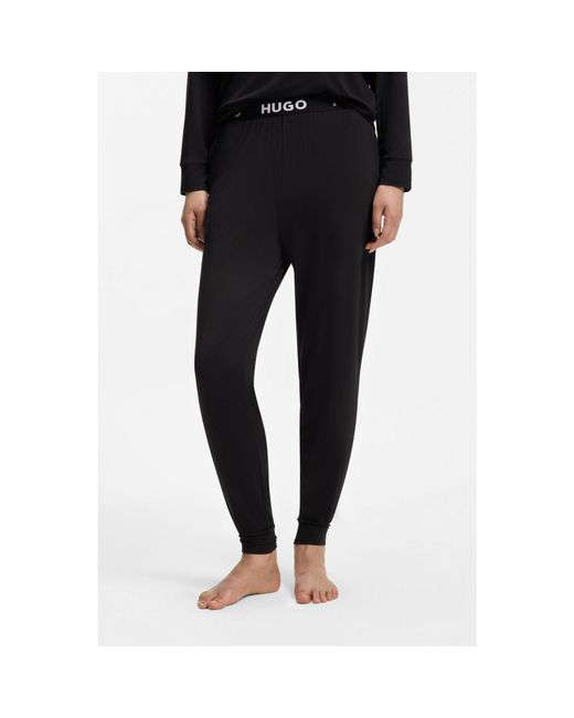 HUGO Black Cuffed Pyjama Bottoms