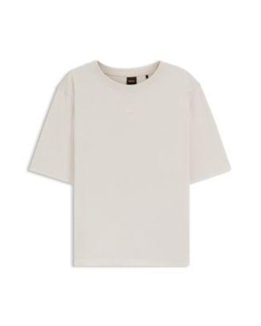 T-Shirt Oversized Fit En Coton À Logo Imprimé En Relief Boss en coloris White