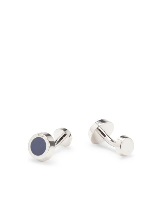 Boss White Round Cufflinks With-Enamel Insert for men