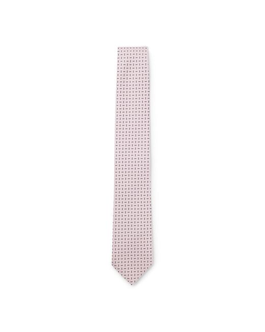 Boss Purple Silk-Blend Tie With Micro Pattern for men