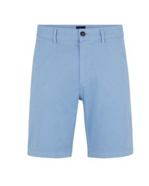Short Slim Fit en twill de coton stretch Boss pour homme en coloris Blue