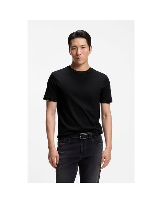 Boss Black Slim-Fit Cotton T-Shirt With Crew Neck for men