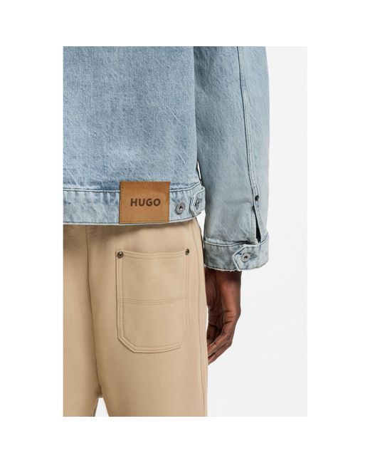 HUGO Blue Relaxed-Fit Cotton Jacket With Corduroy Collar for men