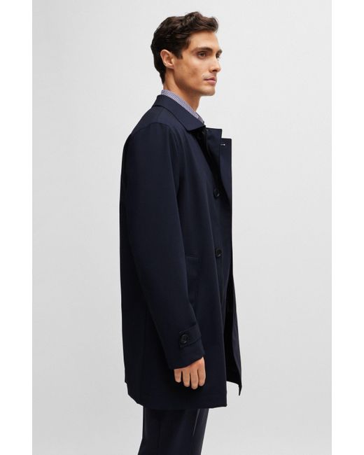 Manteau imperméable en laine mélangée Boss pour homme en coloris Blue