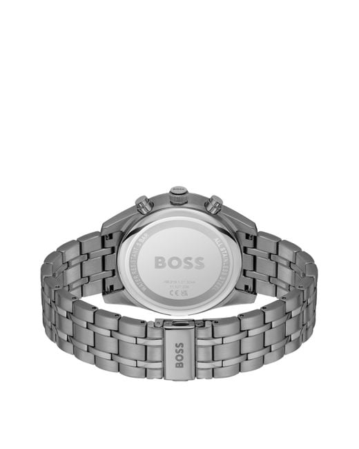 Boss Gray Grey-plated Chronograph Watch With Gold-tone Details for men