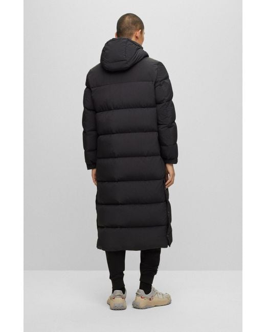 HUGO Long-length Down Puffer Coat With Water-repellent Finish in Black for  Men | Lyst