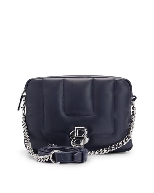 Boss Blue Quilted Crossbody Bag With Double B Monogram Hardware