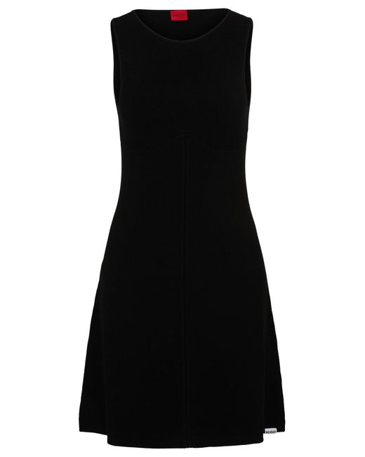 HUGO Black Fit-and-flare Sleeveless Dress With Seam Details