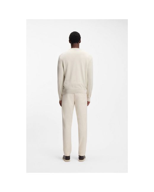 Boss Natural Cotton Sweater With Embroidered Logo for men