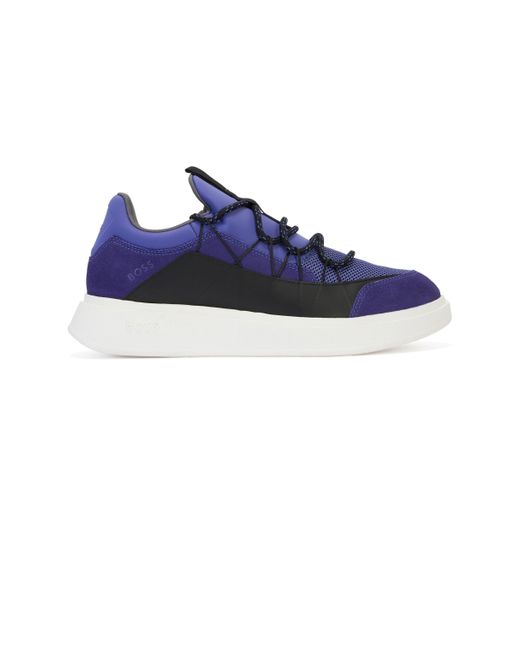 BOSS by HUGO BOSS Sock Construction Trainers With Mesh And Suede in Purple  for Men - Lyst