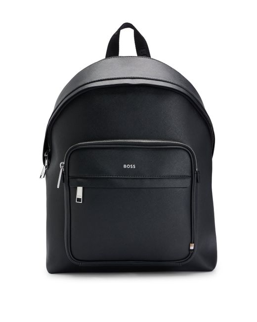 Boss Black Bonded-leather Backpack With Branded Polished Hardware for men
