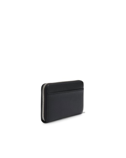 Boss Black Grained Ziparound Wallet With Double B Monogram