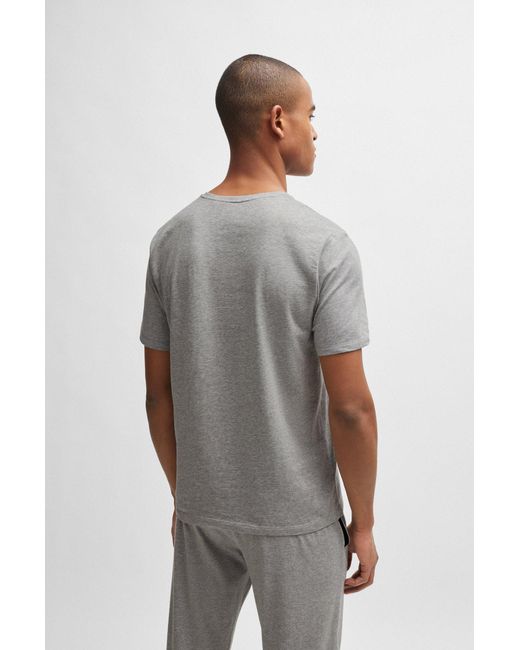 Boss Gray Stretch-cotton Regular-fit T-shirt With Logo Detail for men