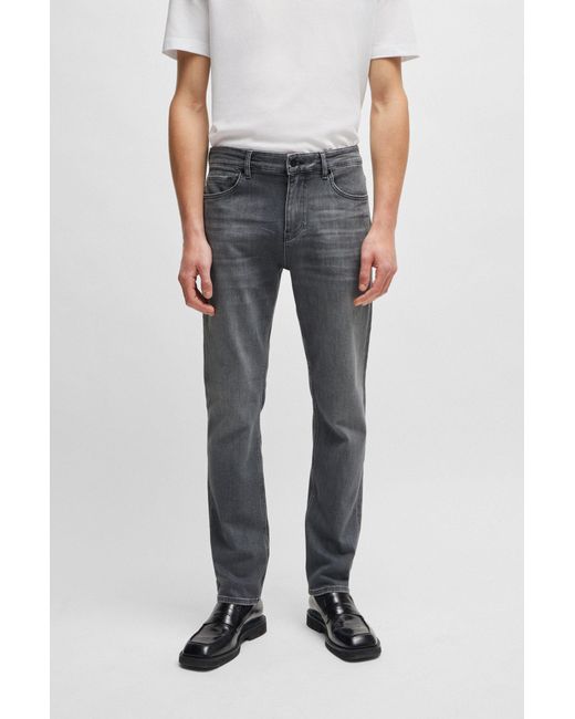 Boss Black Slim-fit Jeans In Grey Super-soft Denim for men
