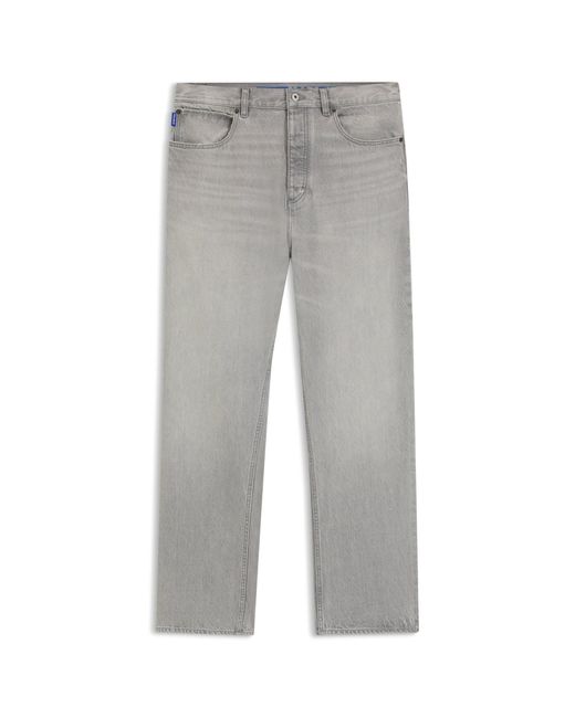 HUGO Gray Baggy-Fit Jeans for men