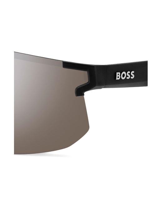 Boss Black Mask-style Sunglasses With Branded Temples And Bridge for men
