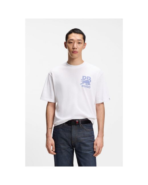 HUGO White X Rb Relaxed-Fit T-Shirt With Bull Motif for men