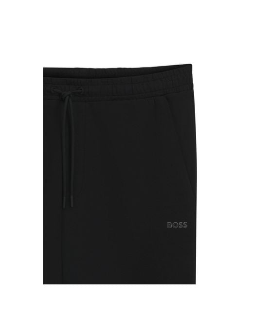Boss Black Stretch-Cotton Tracksuit Bottoms With Logo Print for men