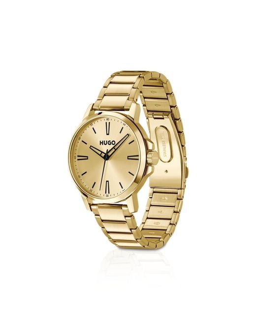 HUGO Metallic Tone Watch With Tonal Dial And Bracelet for men