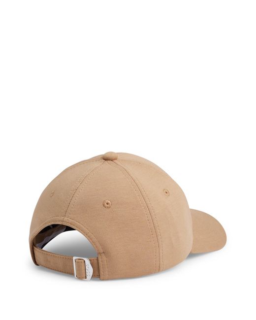 Boss Natural Cotton-blend Cap With Embroidered Double Monogram