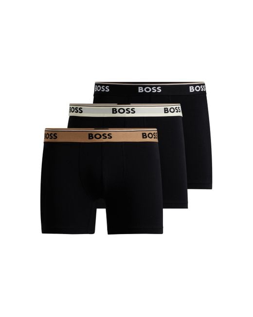 Boss Set Van Drie Boxershorts Van Stretchkatoen Met Logotailleband in het Black voor heren