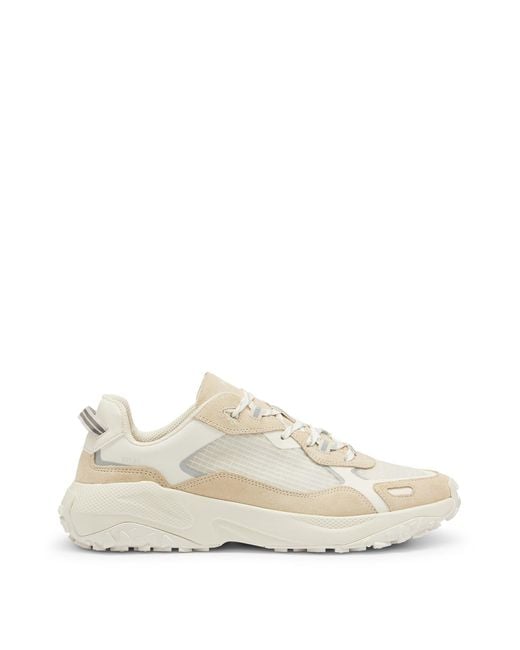 HUGO White Mixed-material Trainers With Ripstop Mesh for men