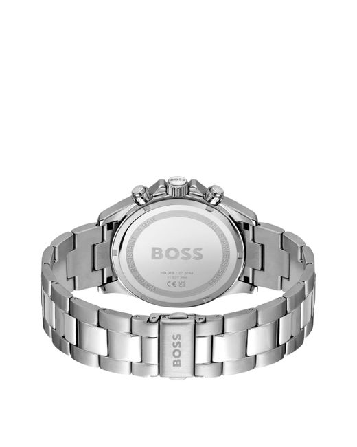 Montre chronographe avec cadran blanc et bracelet à maillons Boss pour homme en coloris Metallic