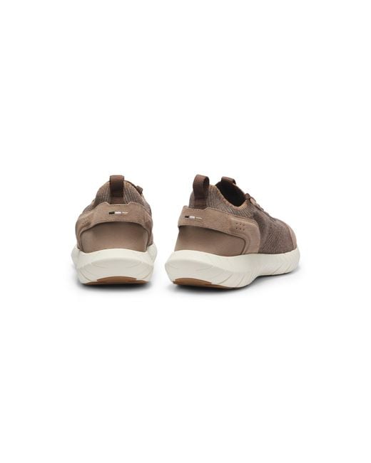 Boss Brown Sporty Slip-On Trainers With Suede Details for men