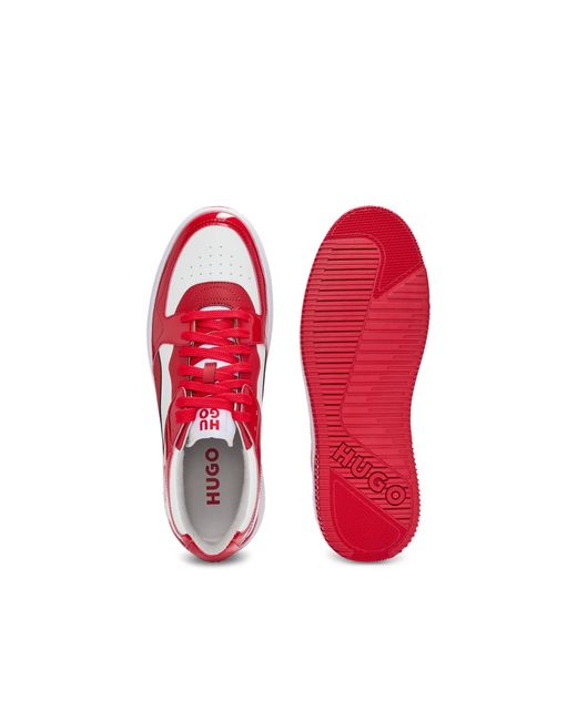 HUGO Red Trainers With Patent Faux Leather for men