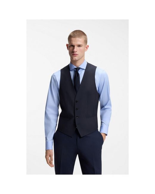 Boss Blue Slim-Fit Waistcoat for men