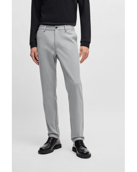 Boss Black Slim-fit Trousers In Structured Performance-stretch Material for men