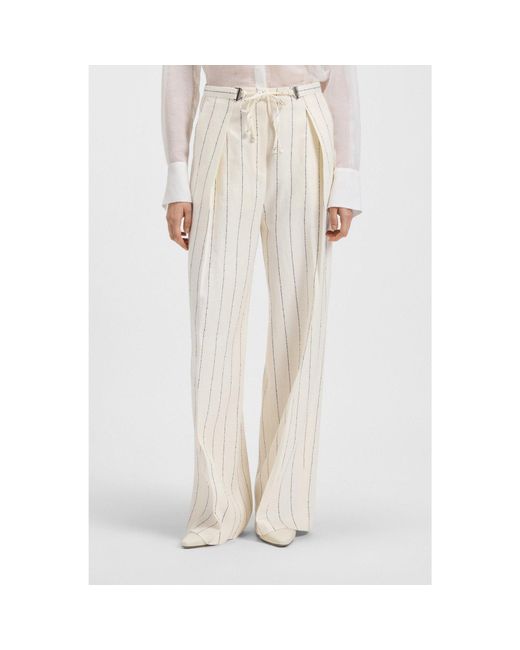 Boss White Loose-Fit Suit Trousers