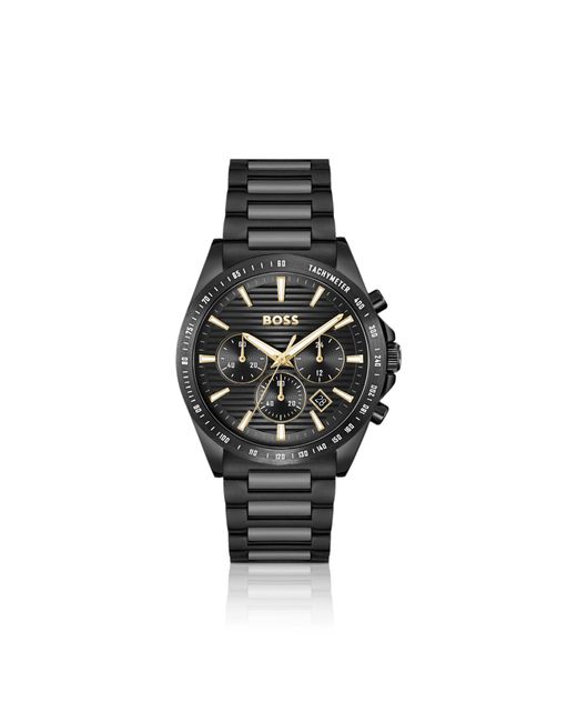 Boss Black Strike-Plated Watch With Tonal H-Link Bracelet for men