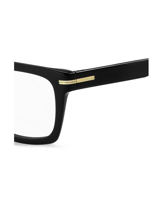 Boss Black-acetate Optical Frames With Gold-tone Details for men