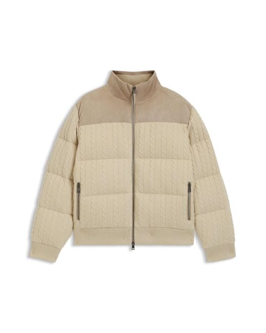 Boss Daunenjacke Aus Wolle Und Kaschmir Mit Veloursleder-Details in Natural für Herren