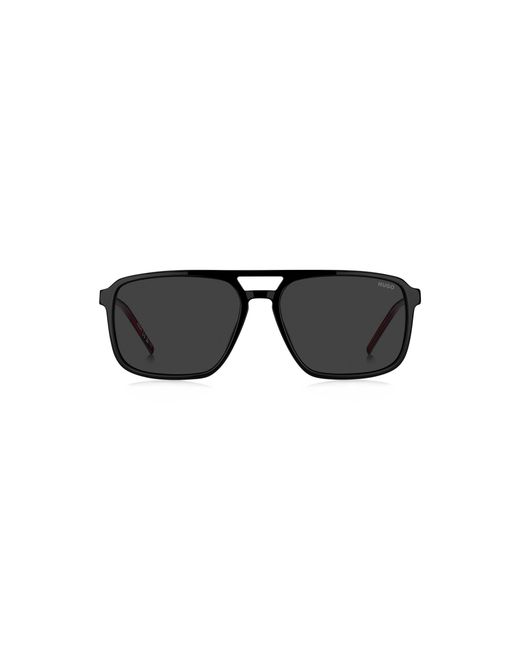 HUGO Black Acetate Sunglasses With Rubber Logo for men