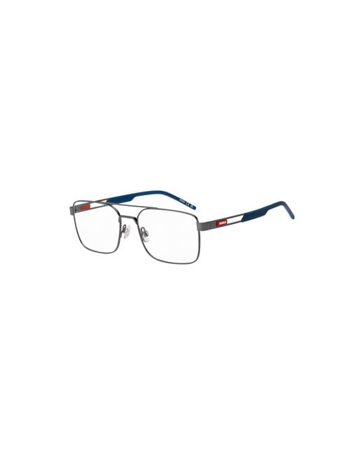 HUGO White Metal Optical Frames With Contrast Rubber Logo for men