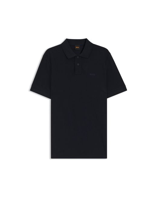 Boss Black Cotton-Piqué Polo Shirt With Logo Print for men