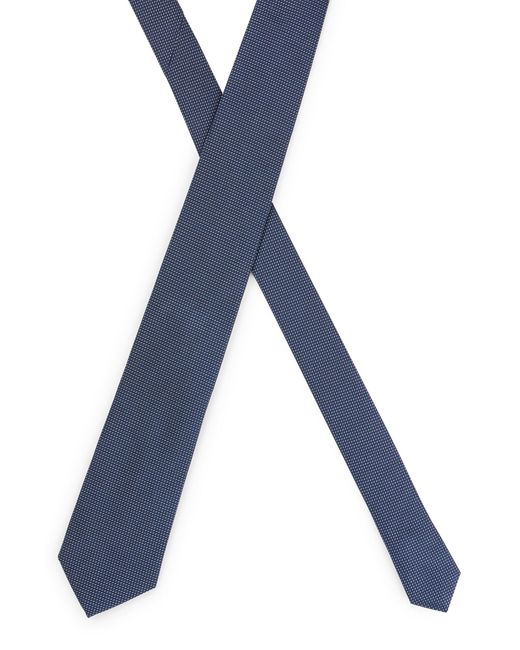 Boss Blue Silk-jacquard Tie With All-over Micro Pattern for men