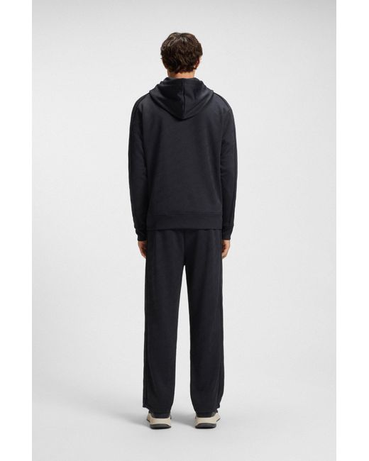 Boss Regular-Fit Hoodie Van Doorgestikte Jacquardstof in het Blue voor heren