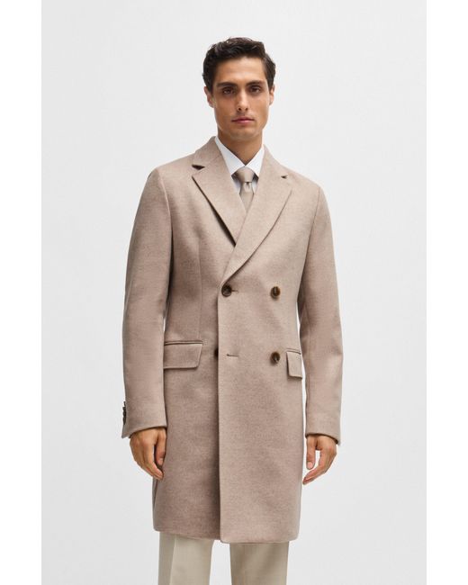 Boss Natural Slim-fit Coat In Wool With Cashmere for men