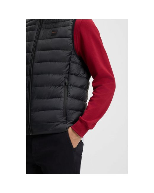 Boss Blue Water-Repellent Gilet With Logo Patch for men