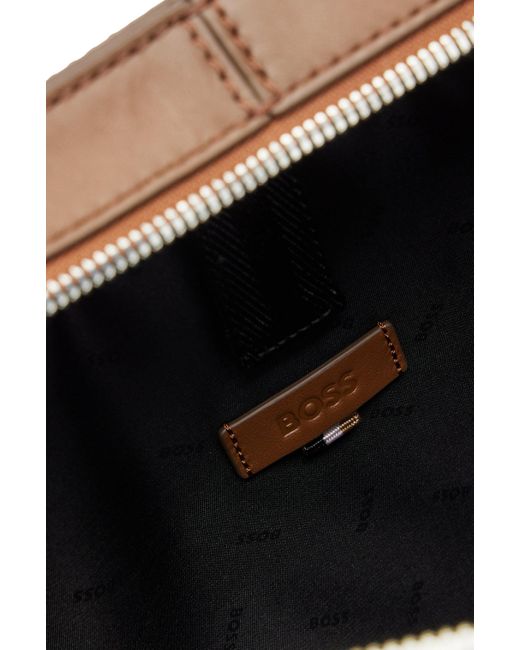 Boss Aktentasche aus Leder mit poliertem Logo-Schriftzug in Brown für Herren