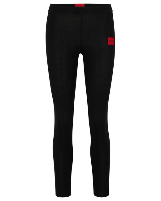 HUGO Thermal leggings With Red Logo Label in Black