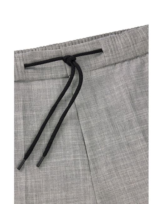 HUGO Gray Extra-slim-fit Trousers In Linen-look Material for men